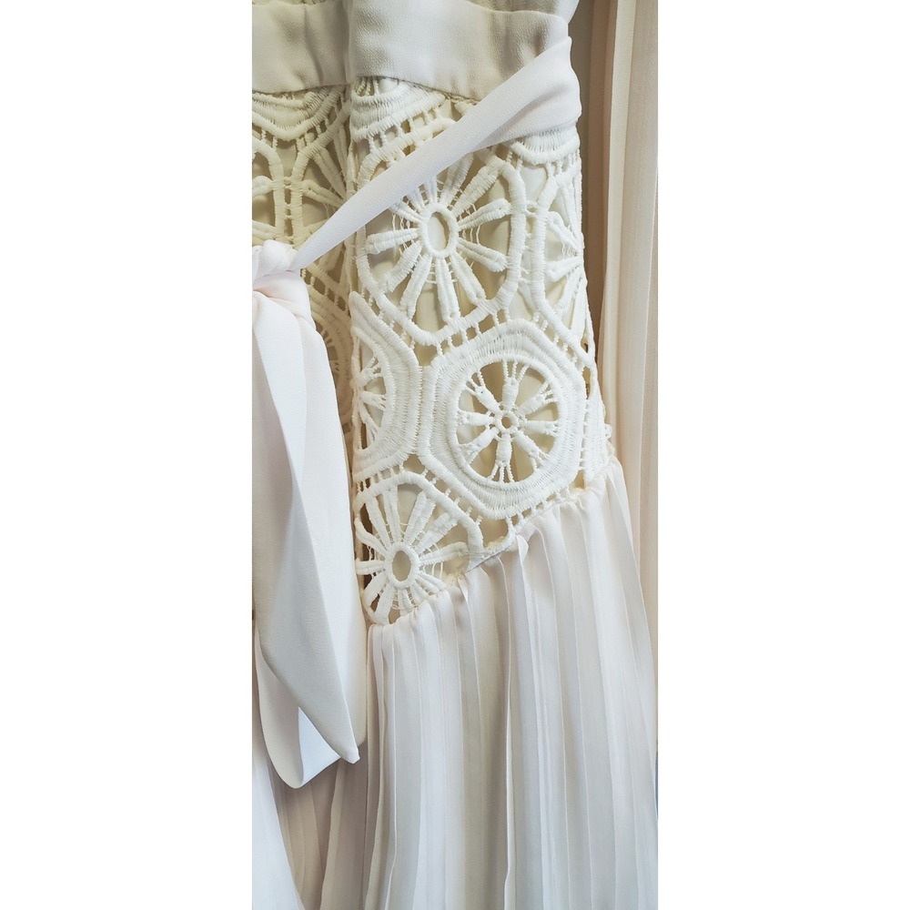AROSE Studio Jules Dress L Cream NWT Stunning Pleat Crochet Style Lace/Line/Belt - Picture 9 of 16